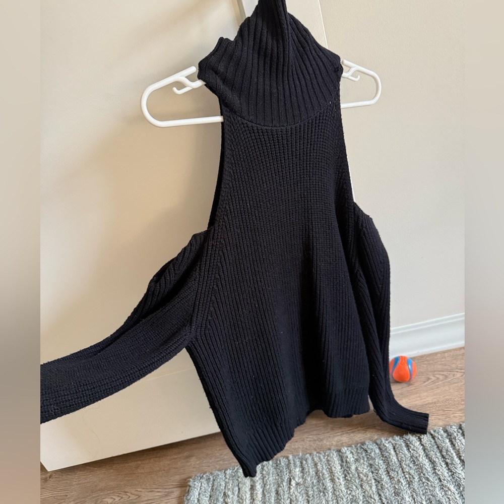 Zara Open Shoulder Black Knit Sweater, Size S